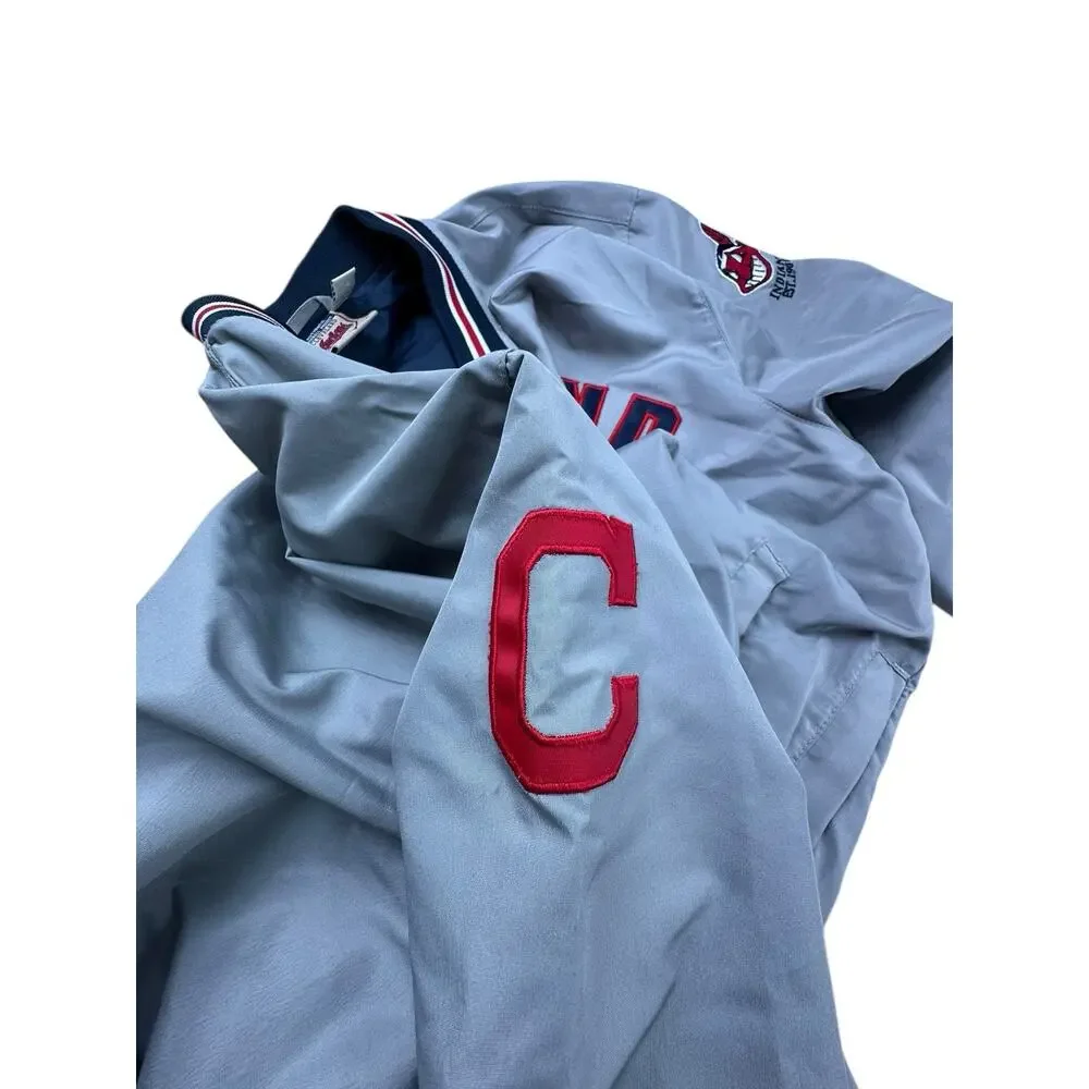 VTG Y2K Cleveland Indians Guardians Wahoo MLB Windbreaker Pullover SZ M Gray - Picture 9 of 12